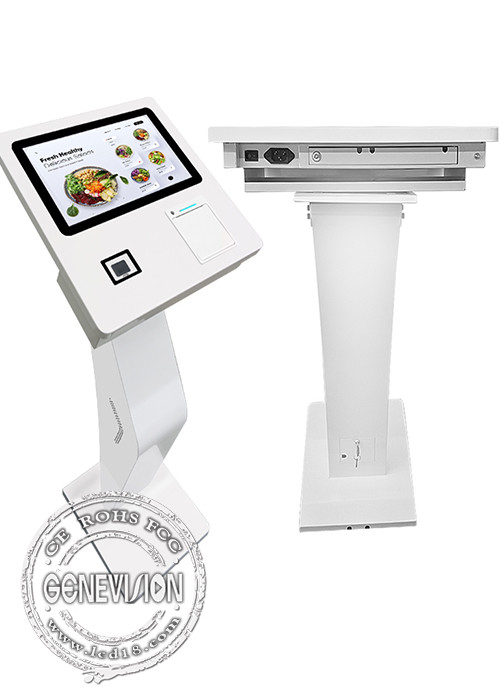 15.6 Inch WiFi Free Standing Landscape Self Service Kiosk with printer NFC QR Code Scanner for hospitality