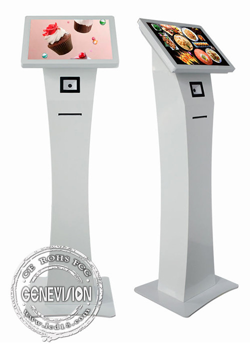 21.5 Free Standing Touchscreen Self Service Kiosk With Thermal Printer And QR NFC 2In1 Scanner​