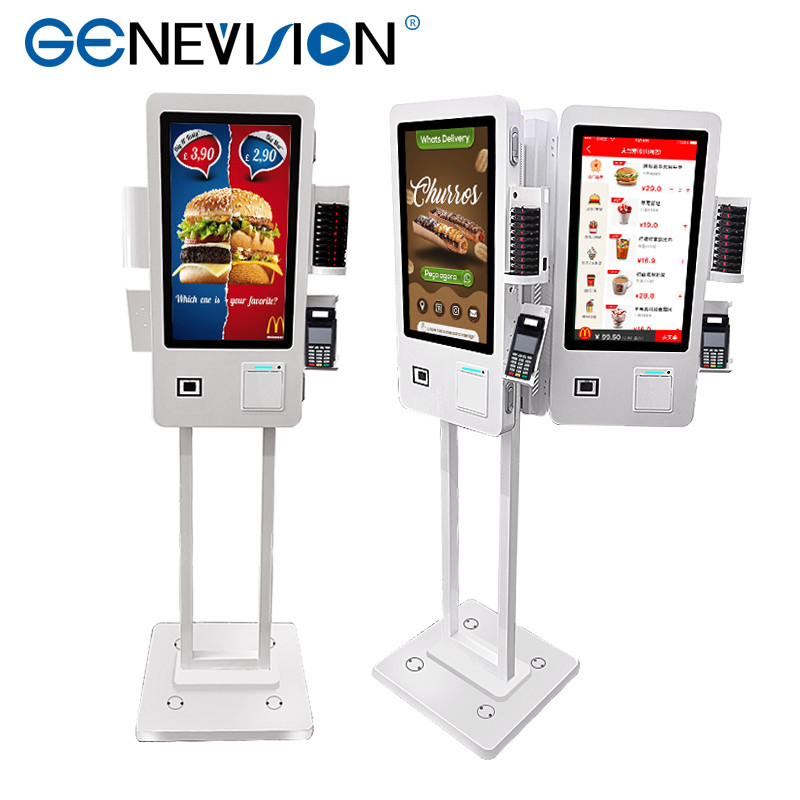 Ordering payment kiosk restaurant 24 inch dual-screen on one floor stand