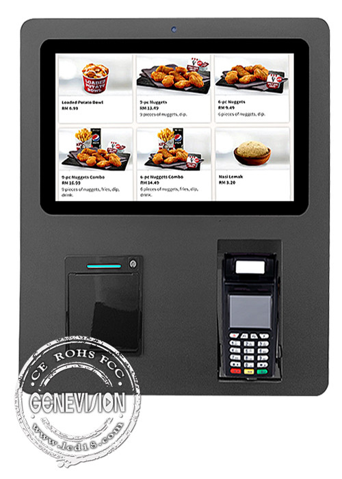15.6 Black Wall Mount Self Service Payment Kiosk With Thermal Printer Pos Holder