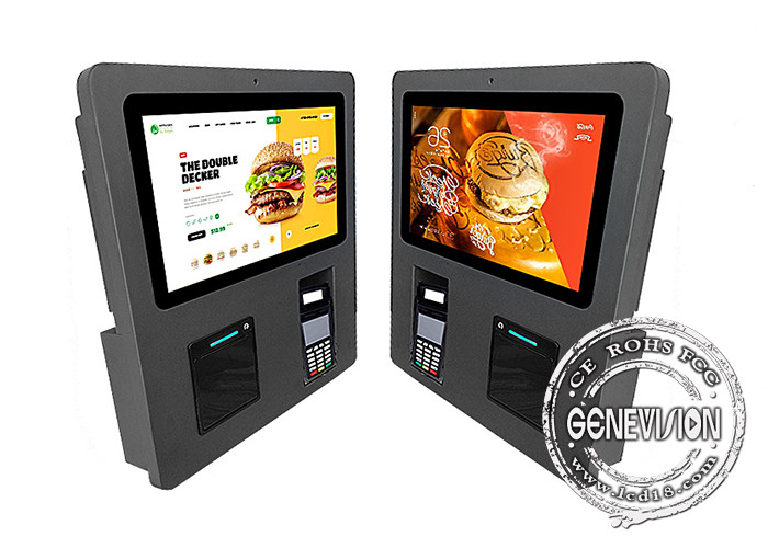15.6 Black Wall Mount Self Service Payment Kiosk With Thermal Printer Pos Holder