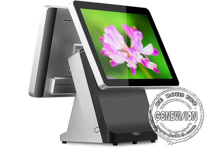 15.6 Dual Screen POS Terminal System With Touch Screen Cash Register With Ticket Printer Scanner Rich Peripherals